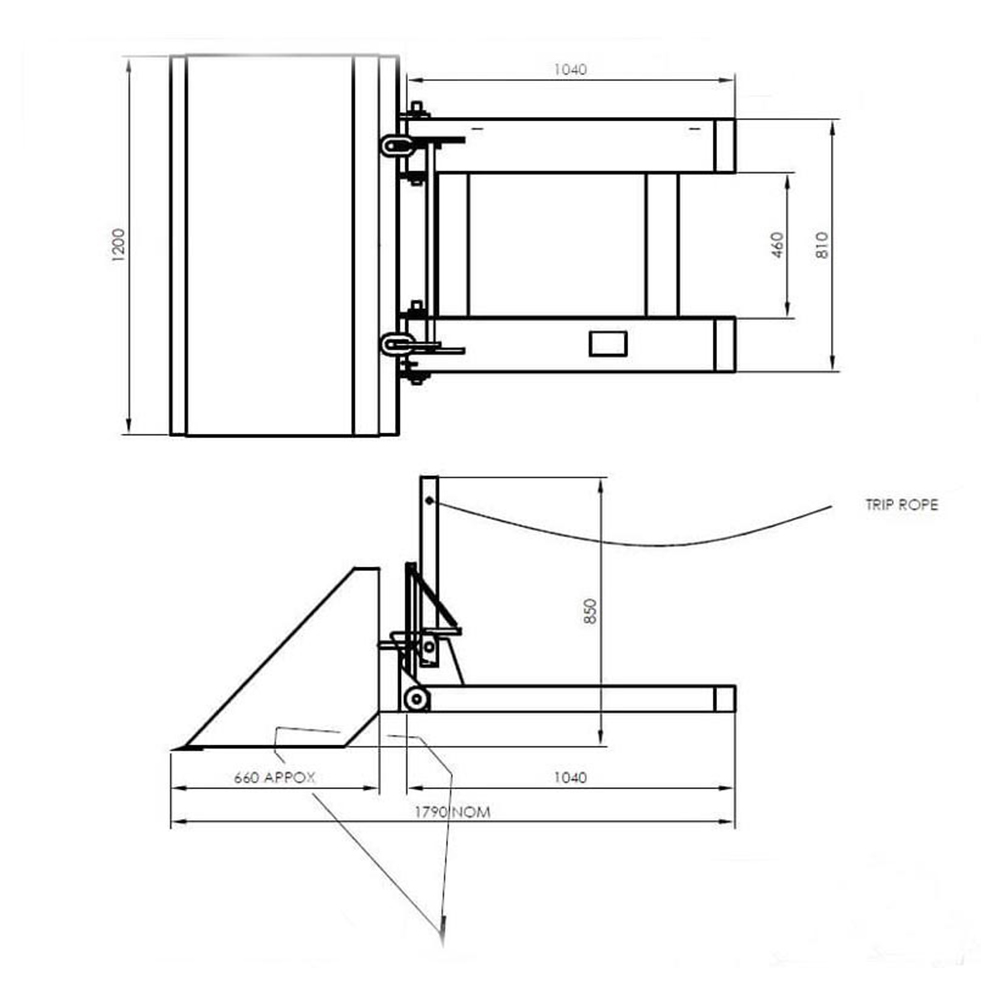 Forklift TUBER hopper situla details